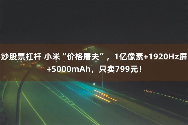 炒股票杠杆 小米“价格屠夫”，1亿像素+1920Hz屏+5000mAh，只卖799元！